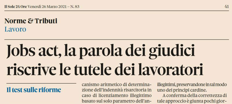 Jobs Act, la parola dei giudici riscrive le tutele dei lavoratori