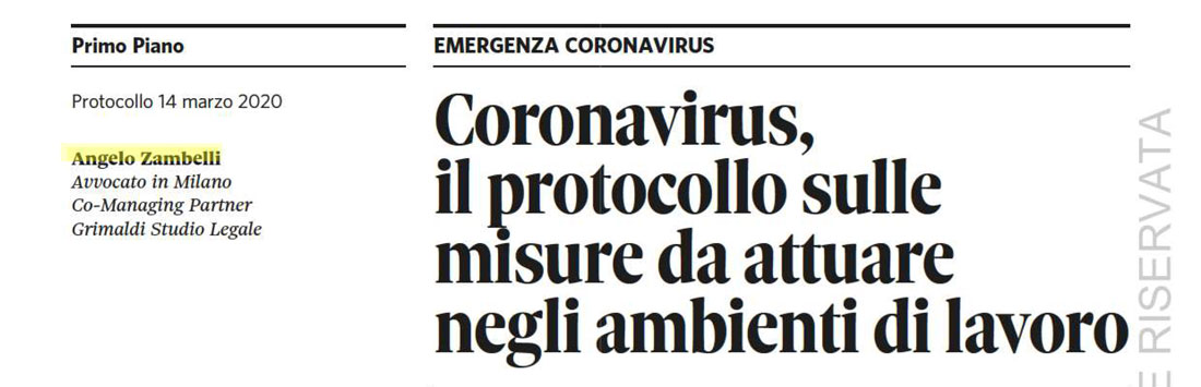 Coronavirus, il protocollo sulle misure da attuare negli ambienti di lavoro