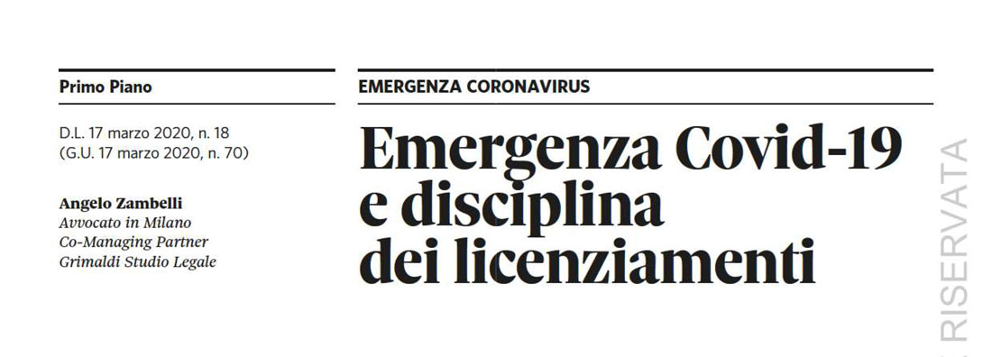 Emergenza Covid-19 e disciplina dei licenziamenti