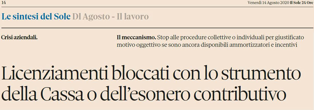 Licenziamenti bloccati con lo strumento della Cassa o dell'esonero contributivo