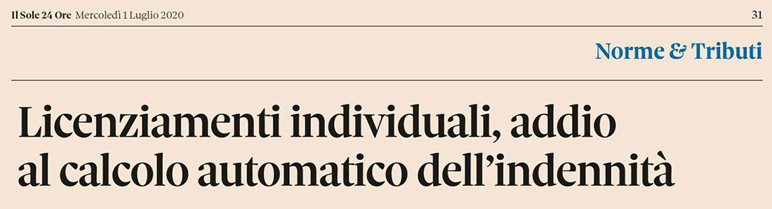 Licenziamenti individuali, addio al calcolo automatico dell'indennità