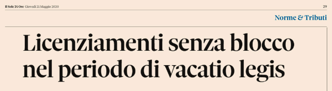 Licenziamenti senza blocco nel periodo di vacatio legis