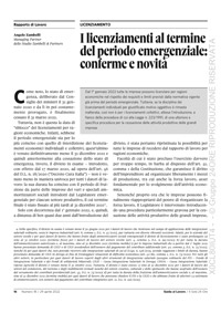 I licenziamenti al termine del periodo emergenziale: conferme e novità