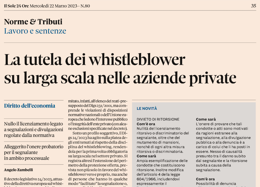 Zambelli tutela whistleblower